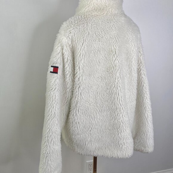 Tommy Hilfiger - White Faux Shearling Winter Zip-Up Jacket - Picture 6 of 13